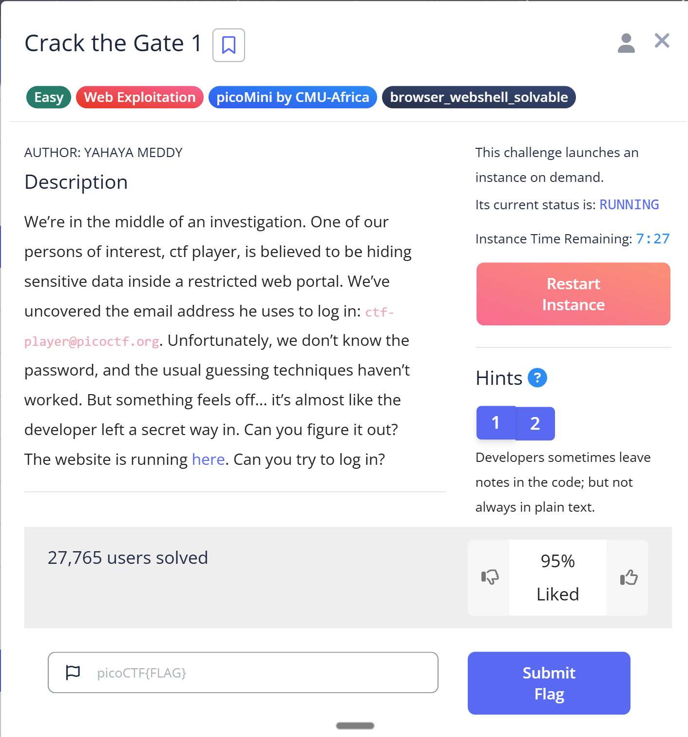 PicoCTF Writeup — Crack the Gate 1
