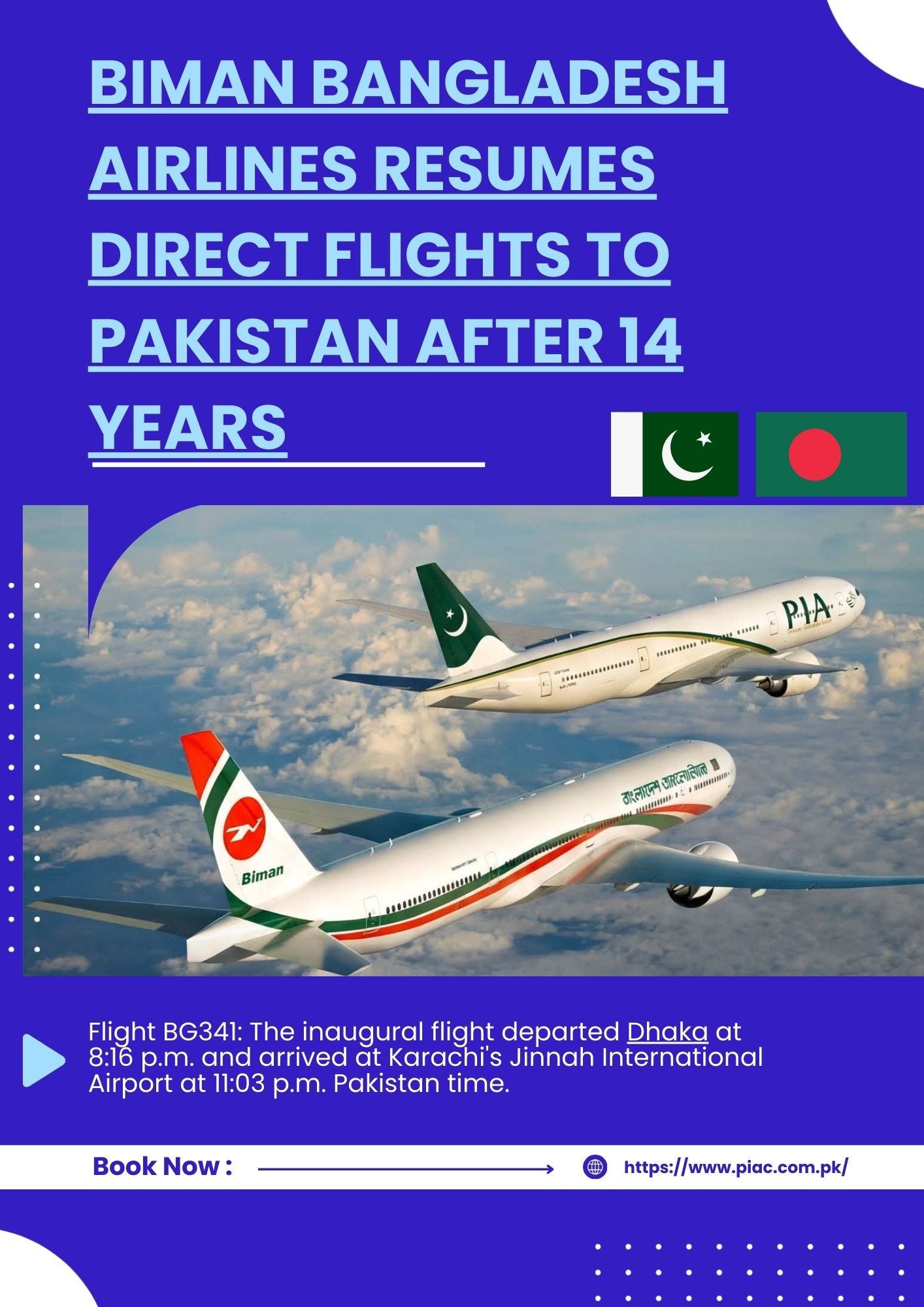 Biman Bangladesh Airlines Resumes Direct Flights to Pakistan After 14 Biman Bangladesh Airlines Resumes Direct Flights to Pakistan After 14