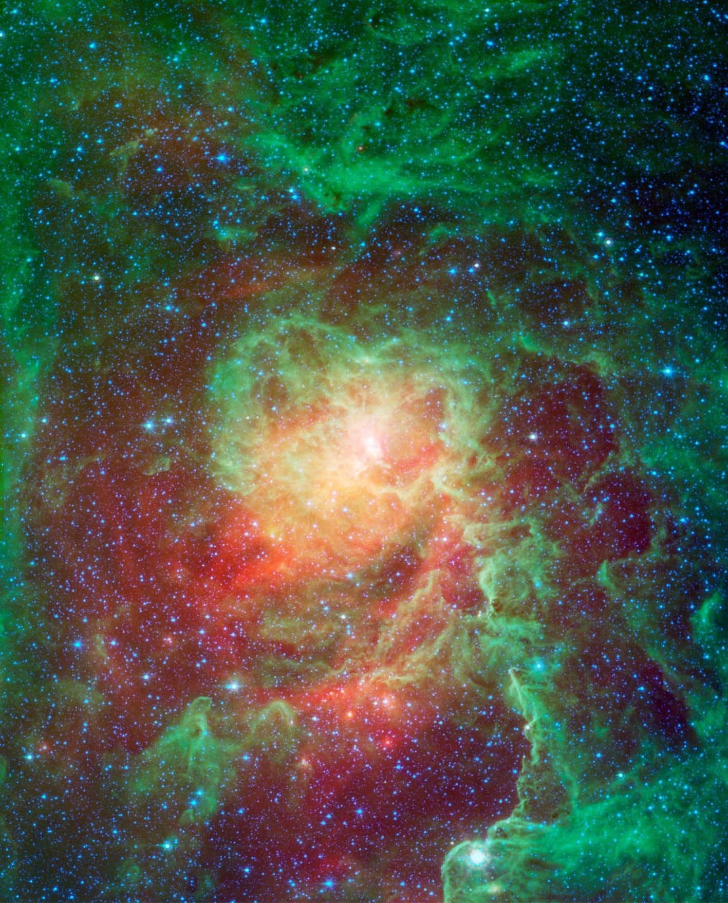A cosmic heart glowing in the Lagoon Nebula.