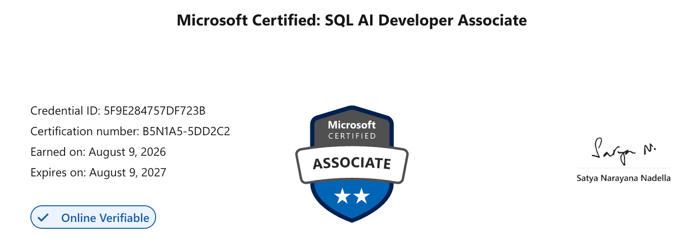 What I Wish I Knew Before Passing the New DP 800 Microsoft SQL AI Developer Associate Certification