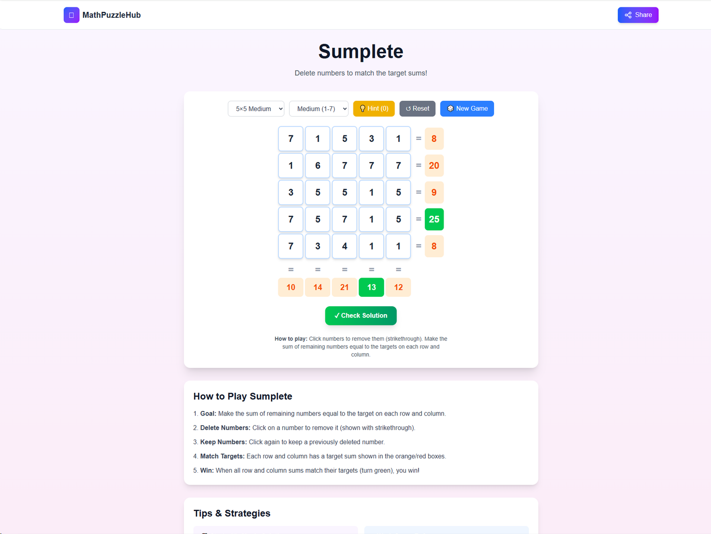 I Built a Free Sumplete Game in a Weekend — Here’s What I Learned