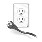 An illustration of an unplugged power cord
