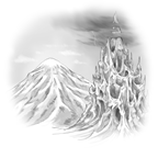 An illustration of menacing-looking mountains
