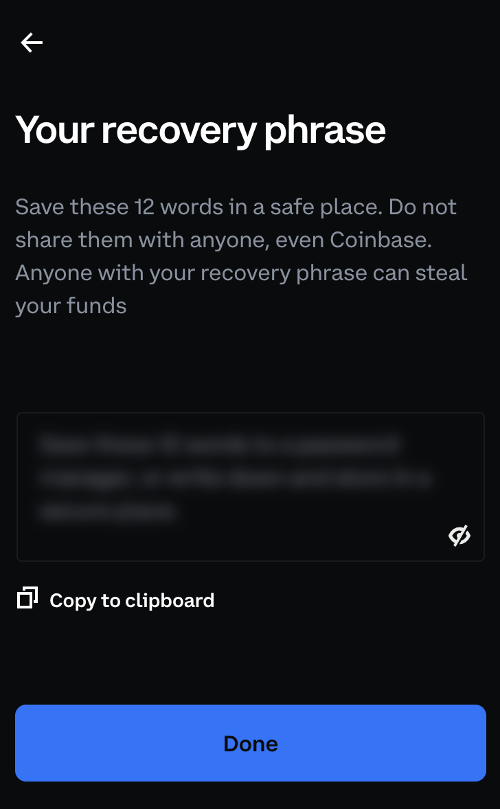 coinbase wallet seed phrase