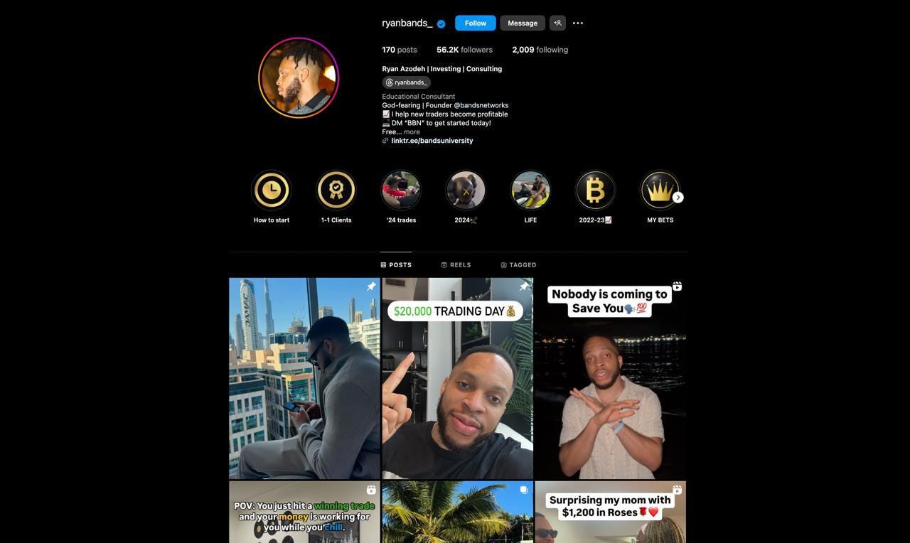 Top Trader on Instagram: Ryan Azodeh