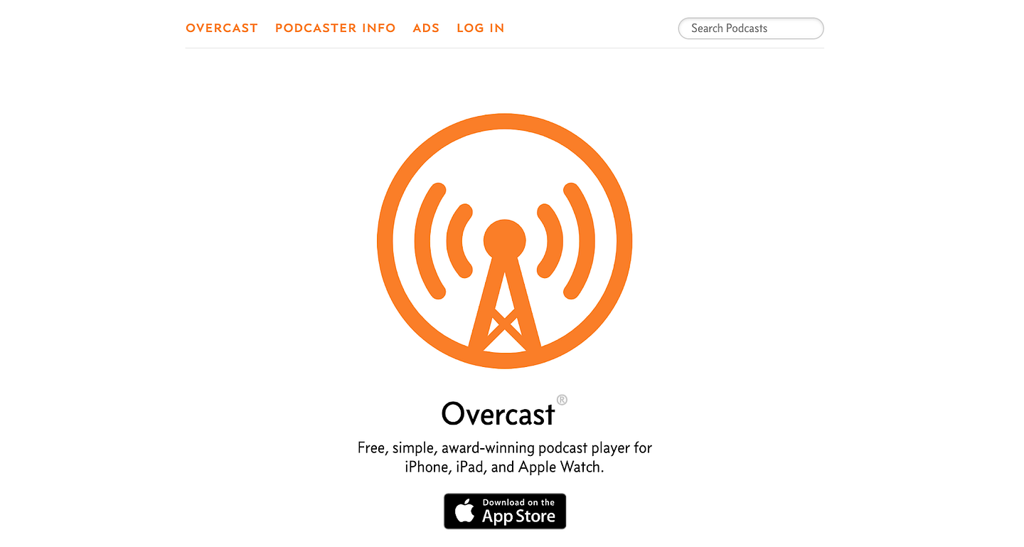 Overcast Podcasting Landing Page