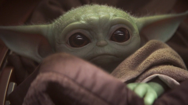 Baby Yoda 和他可愛到犯規的大眼睛 (出自”The Mandalorian” 第一季第一集), baby Yoda with his big eyes in The Mandalorian Season 1 Episode 1