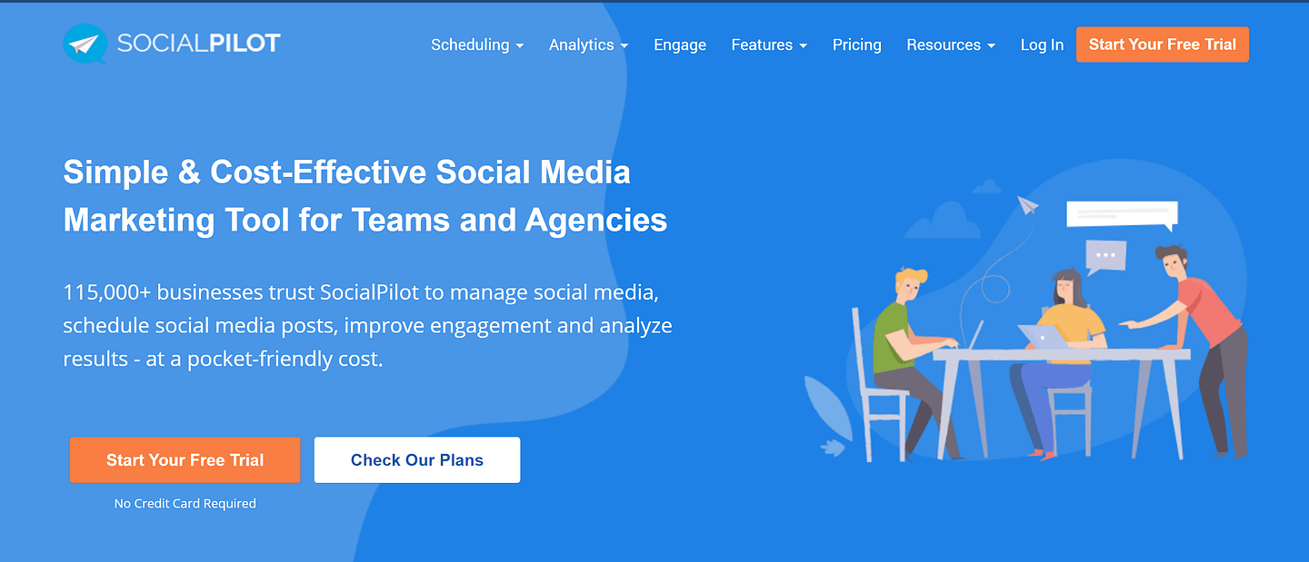 SocialPilot is an excellent social media management tool for teams and agencies.