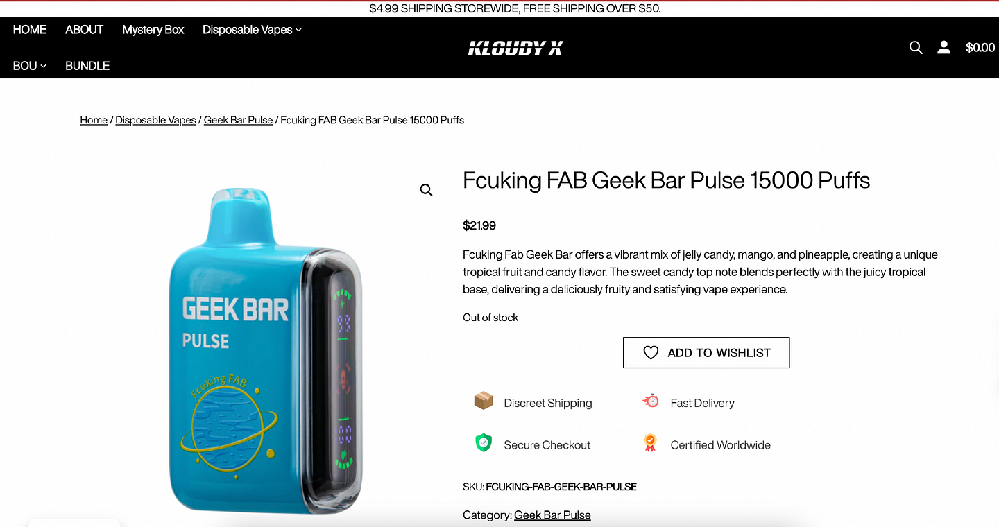 Fcuking FAB Geek Bar Pulse sale on kloudyx