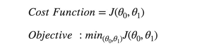 Cost function and objective for two parameters