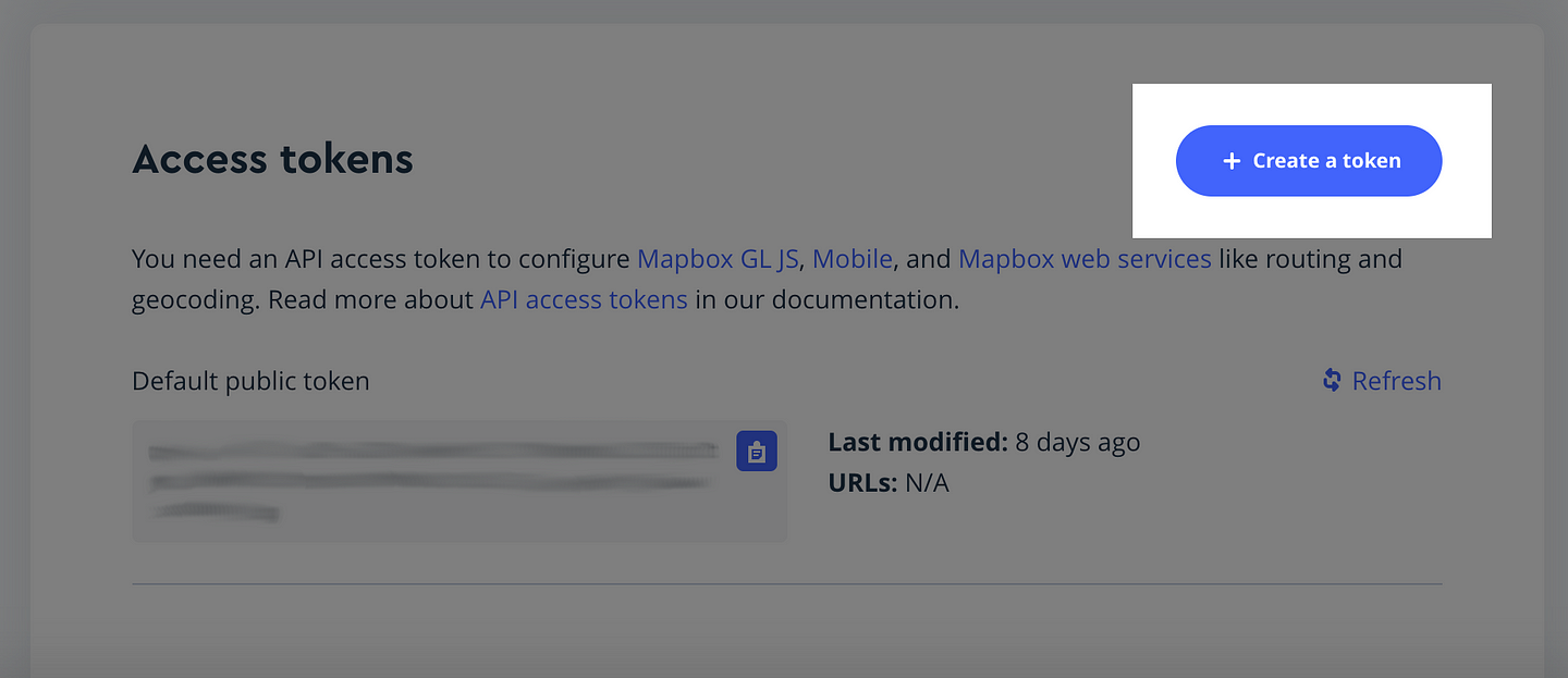 creating a Mapbox access token