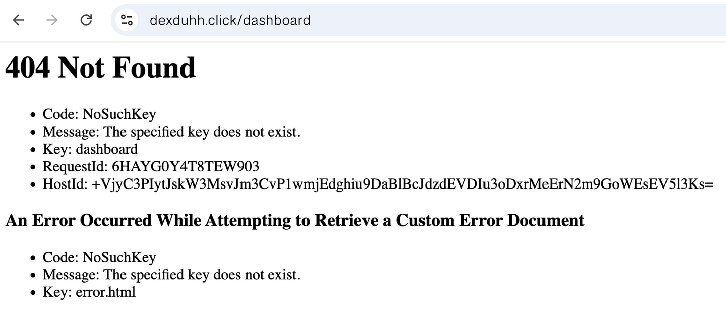 Why does my React or Vue app deployed on S3 slap me with a 404 on refresh or direct URL visit?