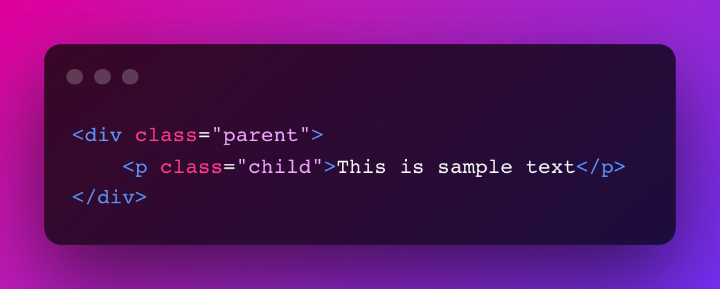 HTML file with parent-child elements