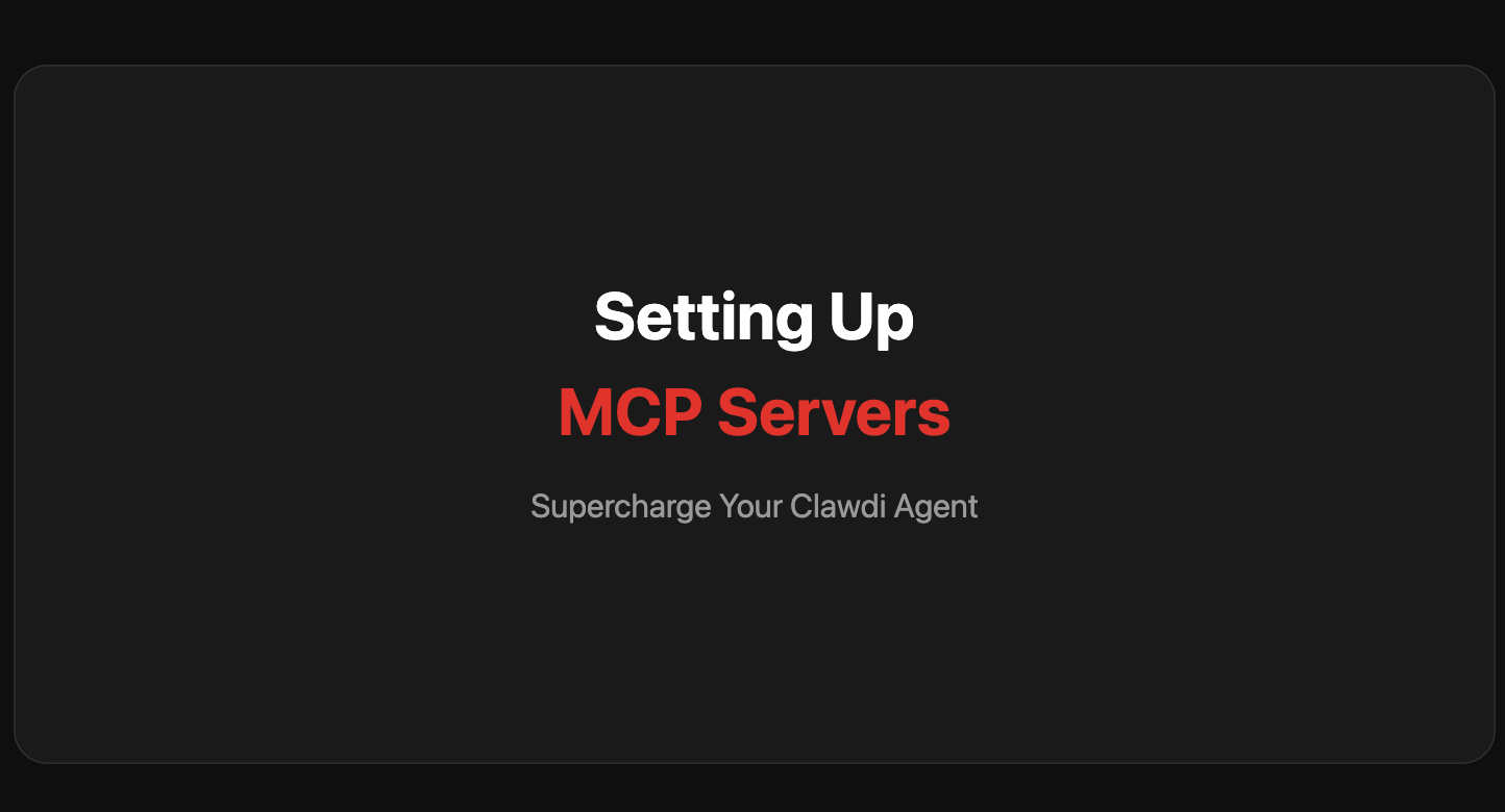 Configurando servidores MCP com seu agente Clawdi