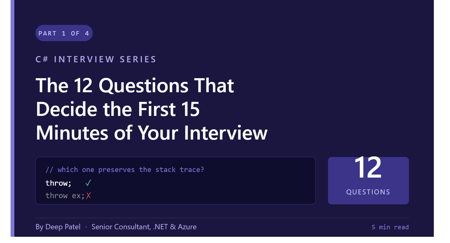 C# Interview Series — Part 1: The 12 Questions That Decide the First 15 Minutes