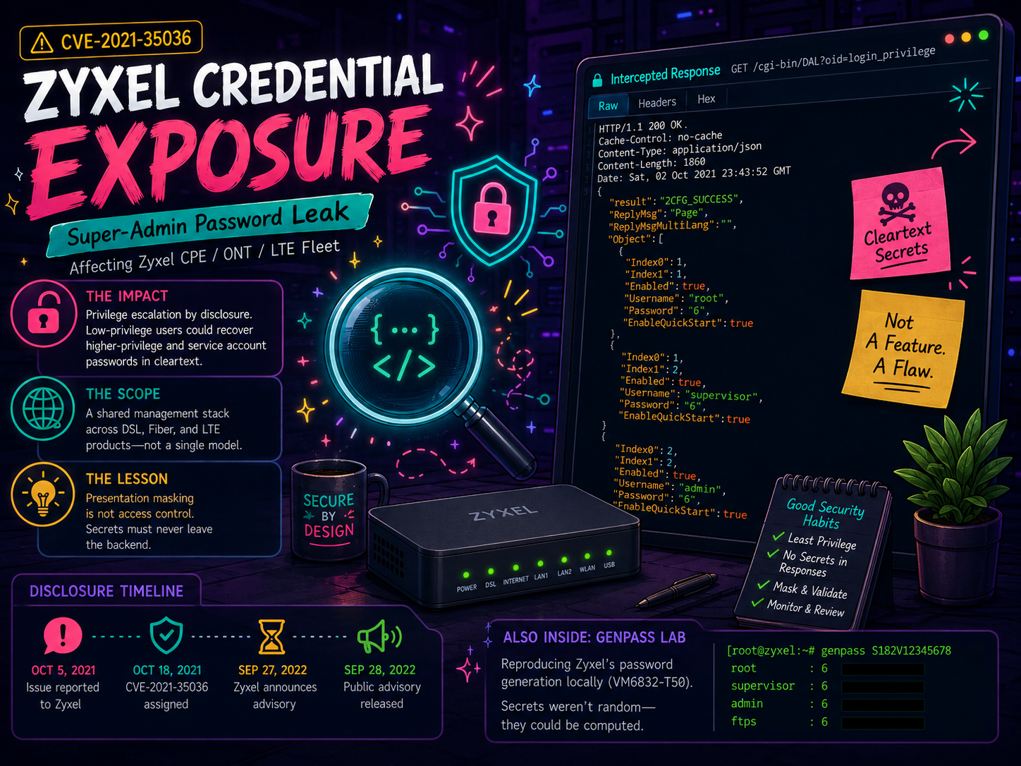 CVE-2021–35036: Super-Admin Password Leak Affecting Zyxel CPE/ONT/LTE Fleet