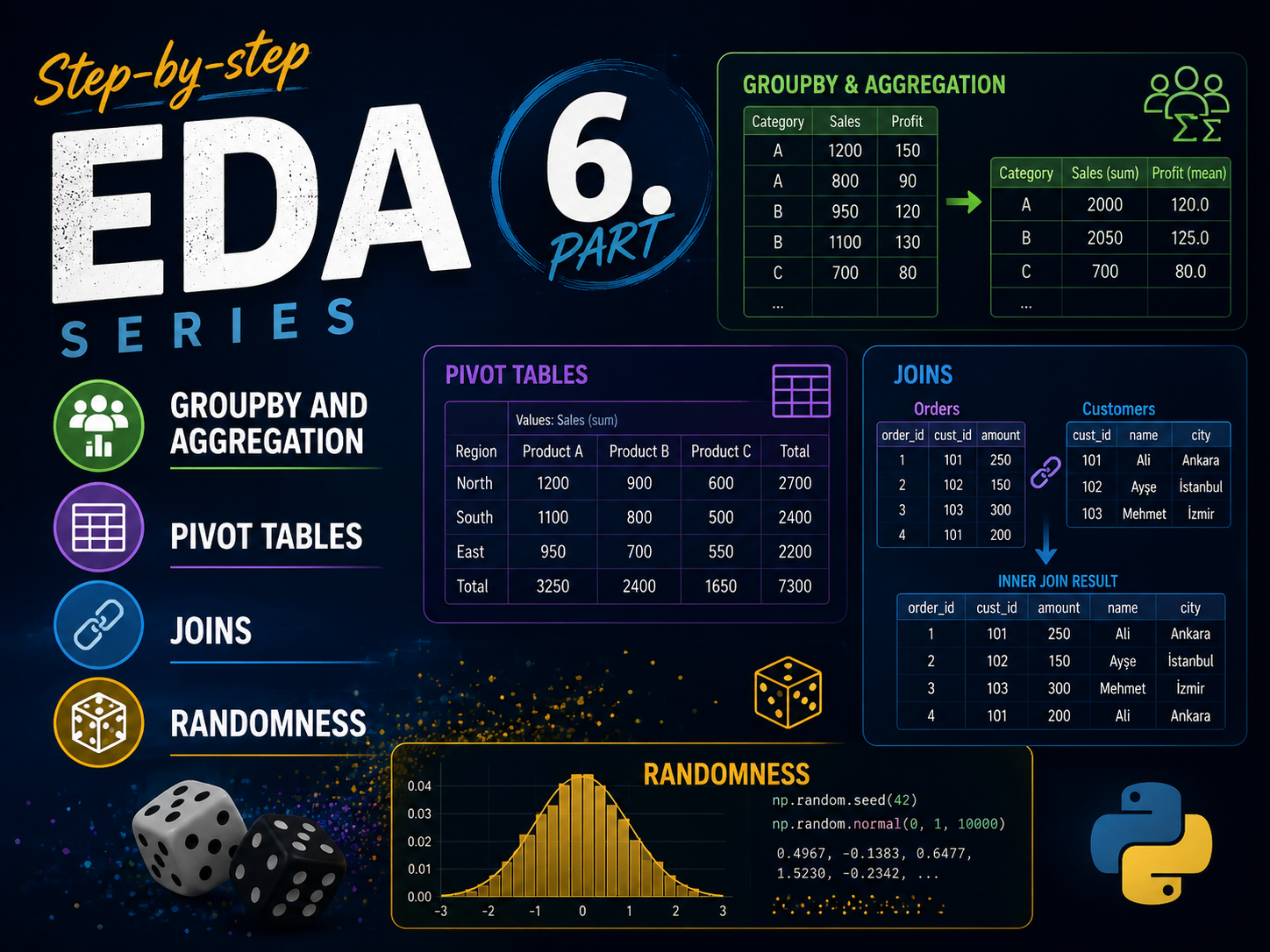 EDA Series Part 6: Gropby and Aggregation, Pivot tables, Joins, Randomness