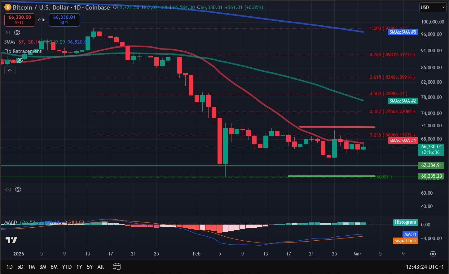 Bitcoin Price Analysis: BTC Back Above $66,000 Amid Ongoing Geopolitical Instability