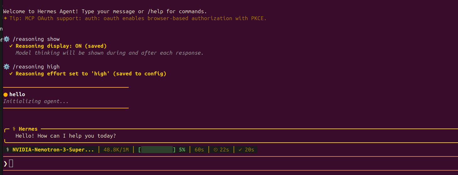 Hermes Reasoning settings with llama-serve and Nemotron-3-Super