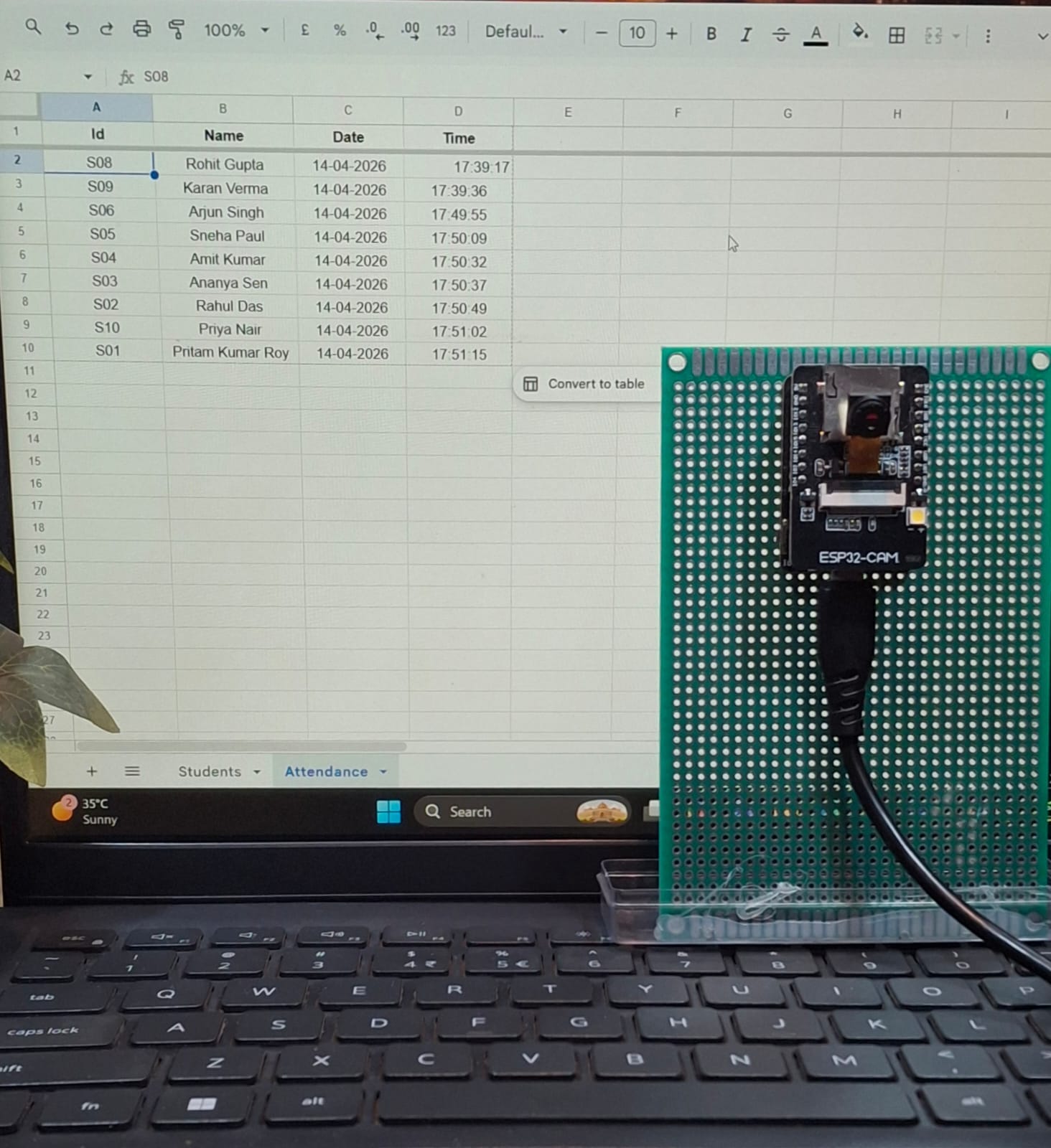 Smart QR Code Attendance System  using ESP32-CAM and Python (Auto Google Sheet Update)