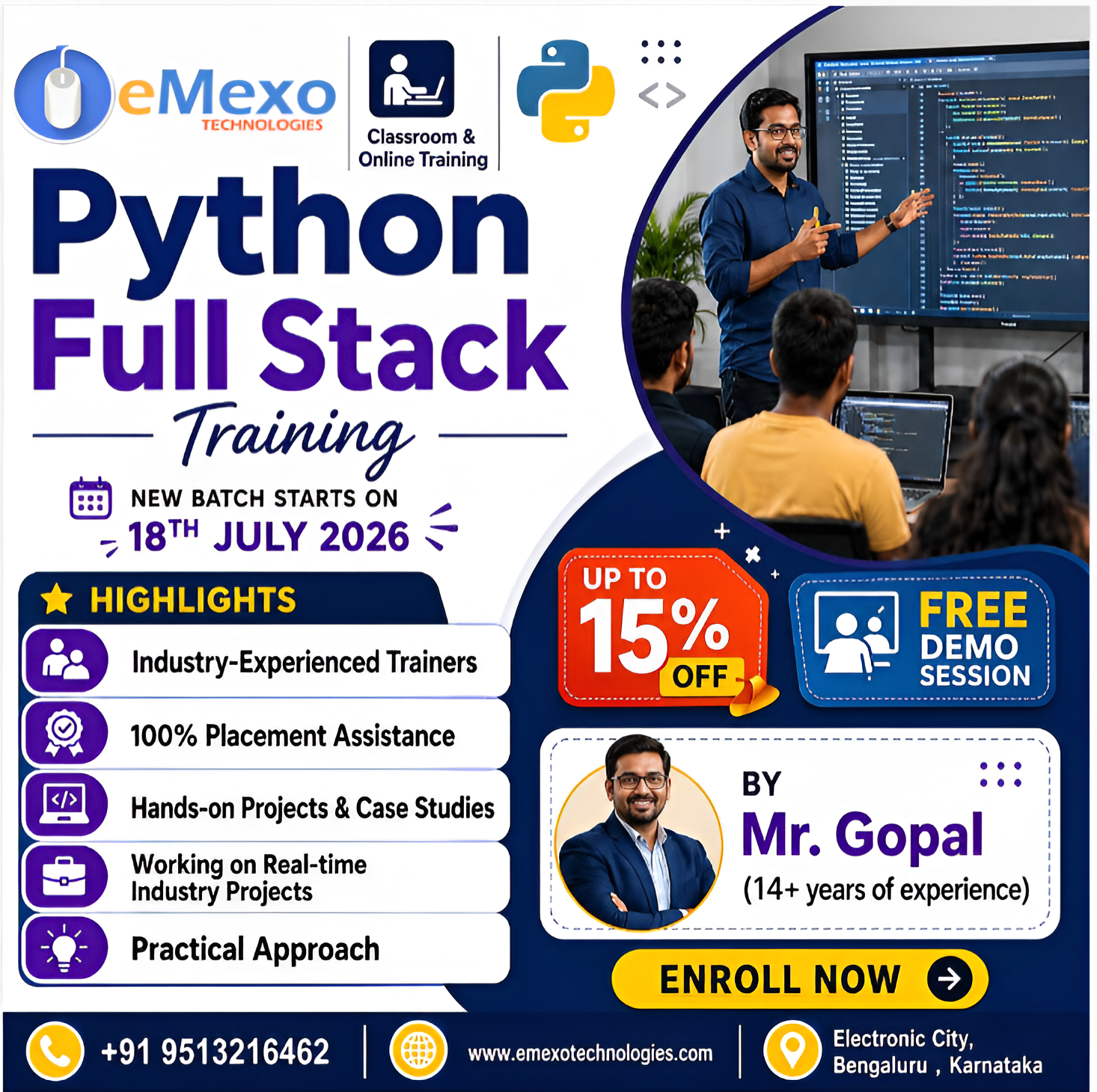 Python Full Stack Training in Electronic City, Bangalore — Build a Successful IT Career