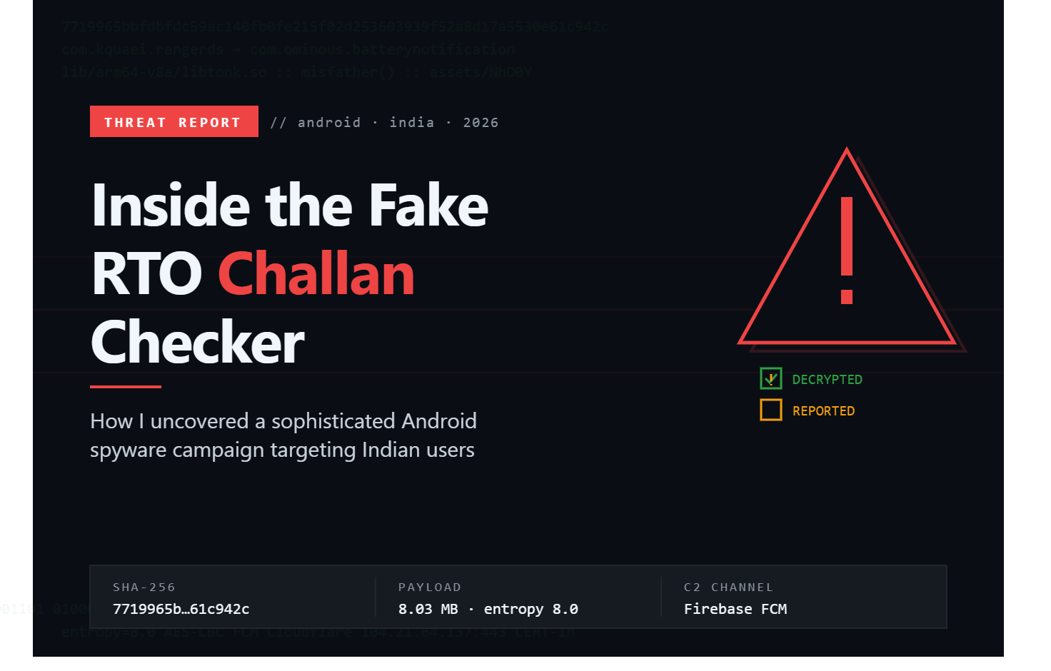 Fake RTO Challan Checker — Part 2: Cracking the Payload, Mapping the Operator, and Why This Is…