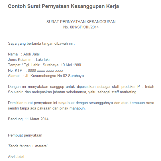 Created for just one purpose: Contoh Surat