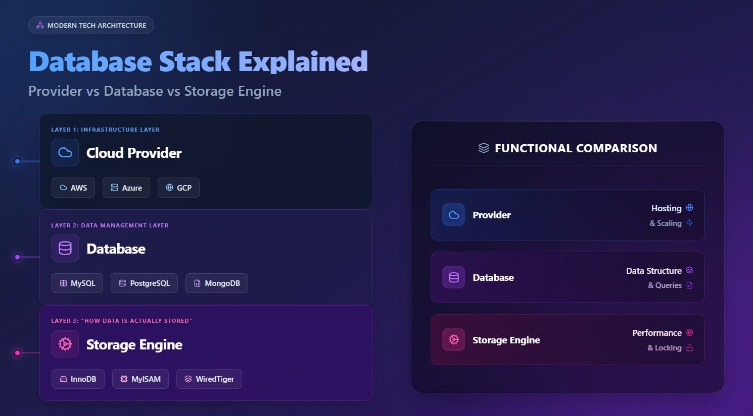 Understanding Database Providers, Databases, and Storage Engines