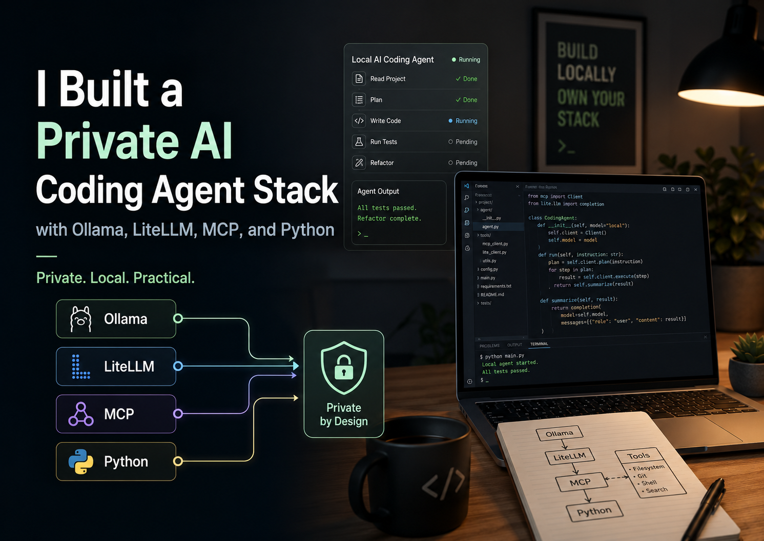 I Built a Private AI Coding Agent Stack with Ollama, LiteLLM, MCP, and Python