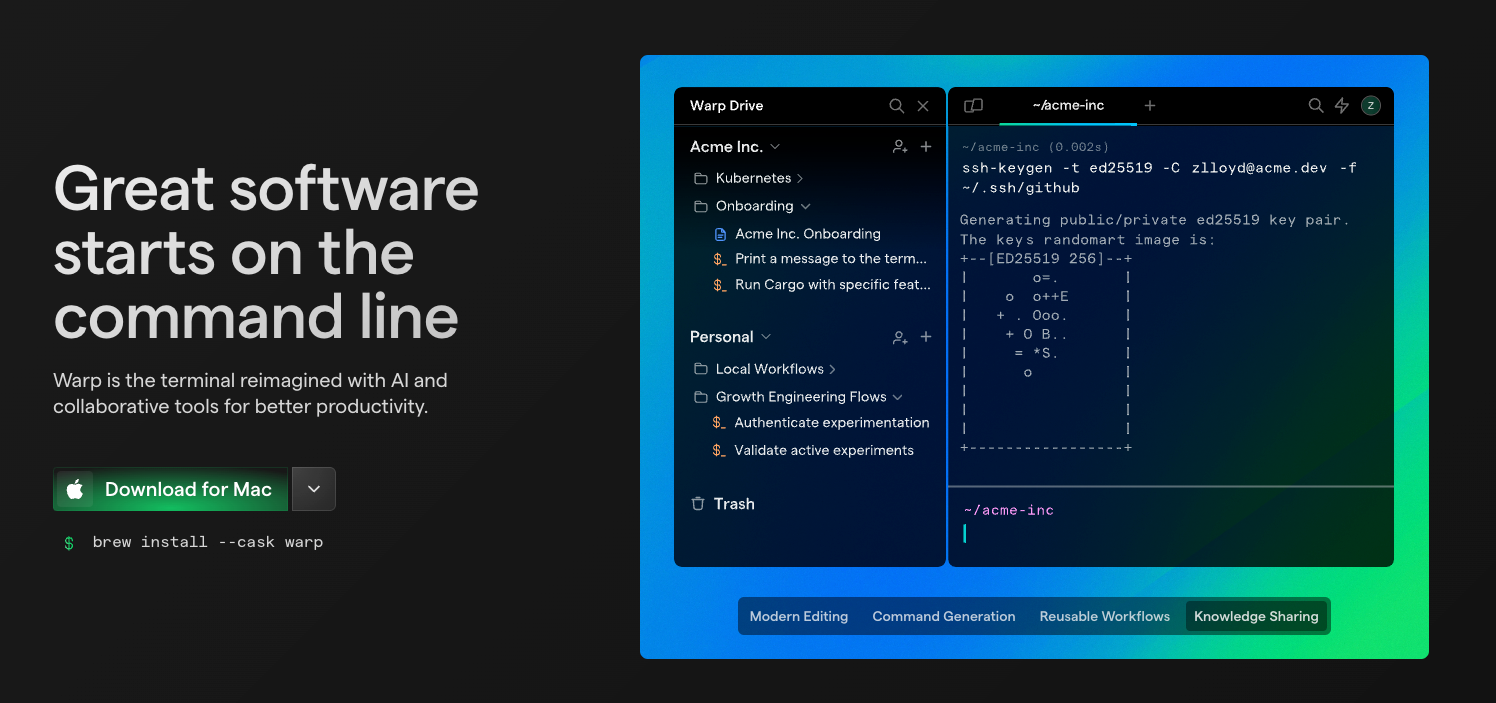 Introducing Warp, a terminal reimagined with AI and collaborative tools