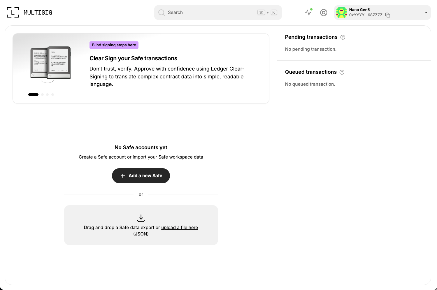 Create your first multisig wallet with Ledger Enterprise Multisig