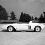 The Mustang I mockup in the courtyard of the Ford design studio in Dearborn, courtesy Ford Motor Company Archives