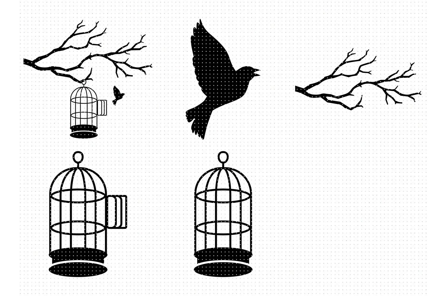 Bird Flying out of Its Cage SVG Craft Graphics