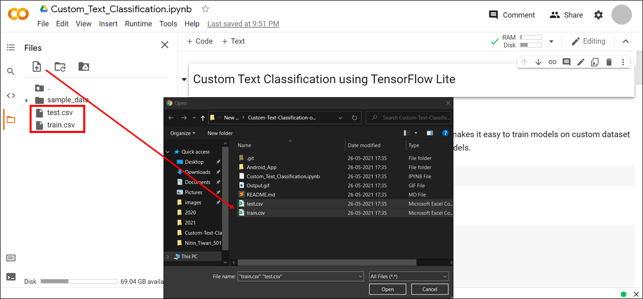 Custom Text Classification model training