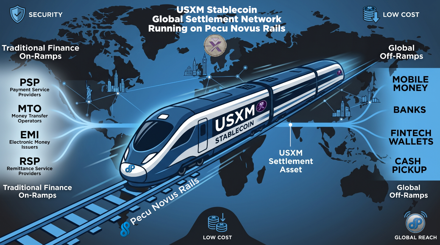 Pecu Novus as the Global Rails for USXM Stablecoins