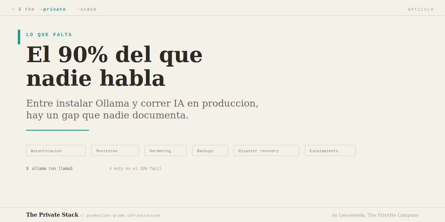 El 90% que falta entre “instalar Ollama” y correr IA en producción
