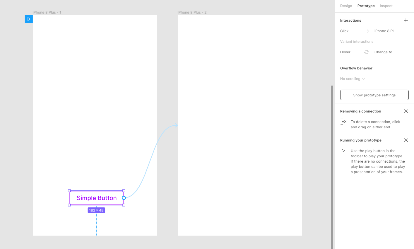 Screenshot of Figma showing the variant interactions appearing on the list of interactions