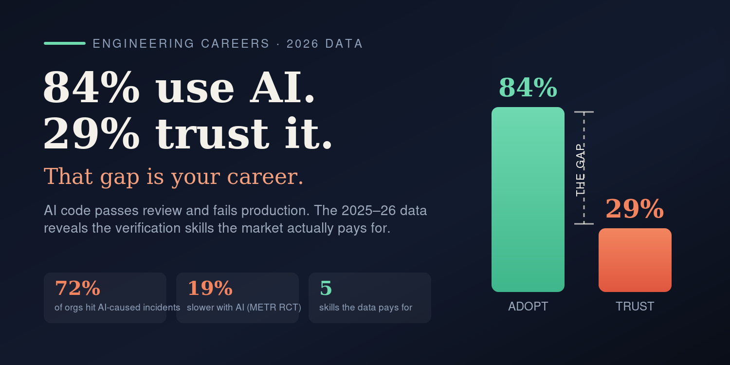 84% of Developers Use AI. Only 29% Trust It. That Gap Is Now the Most Valuable Skill in Tech.