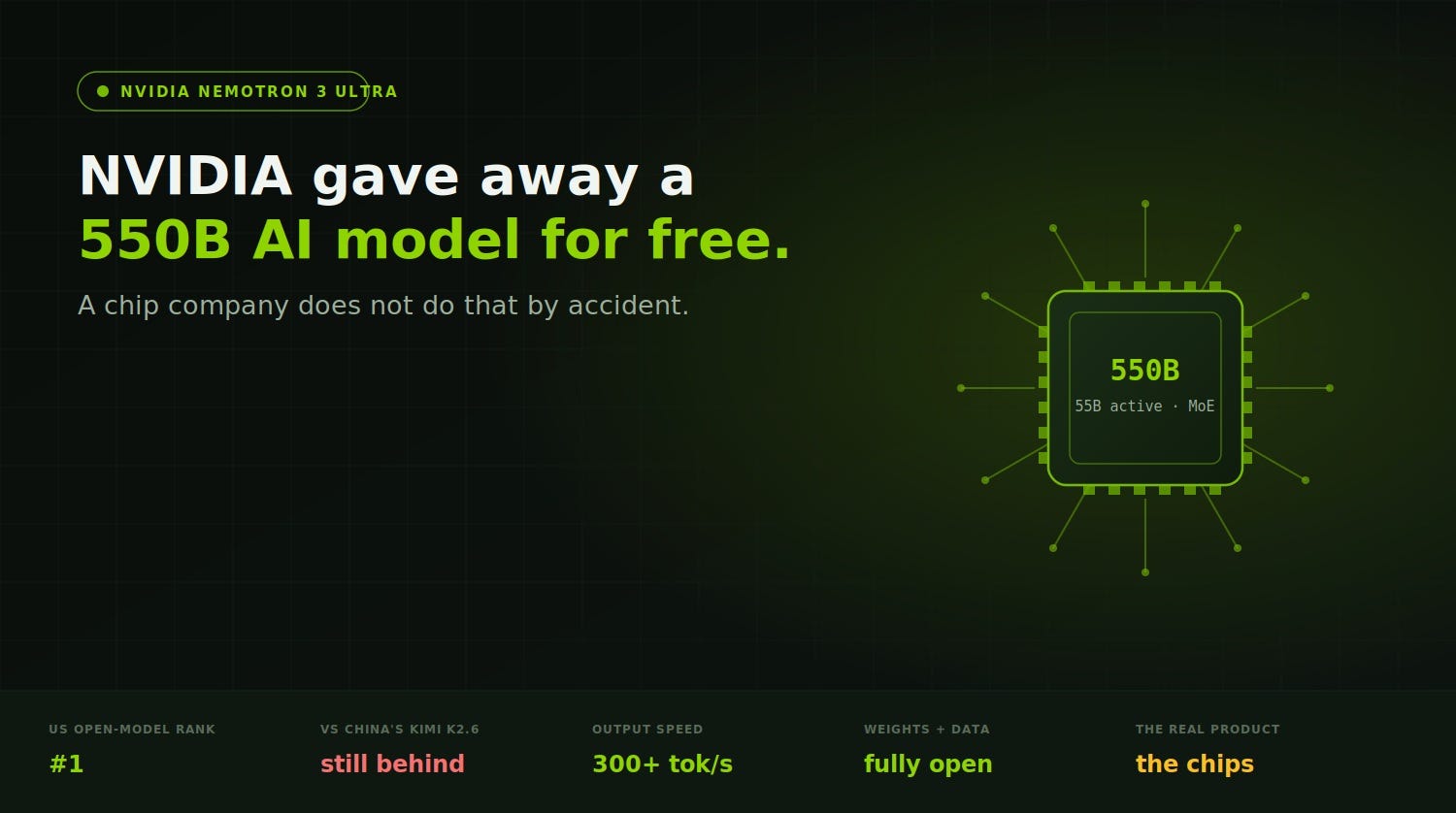 NVIDIA Gave Away a 550B AI Model. A Chip Company Doesn’t Do that by Accident.