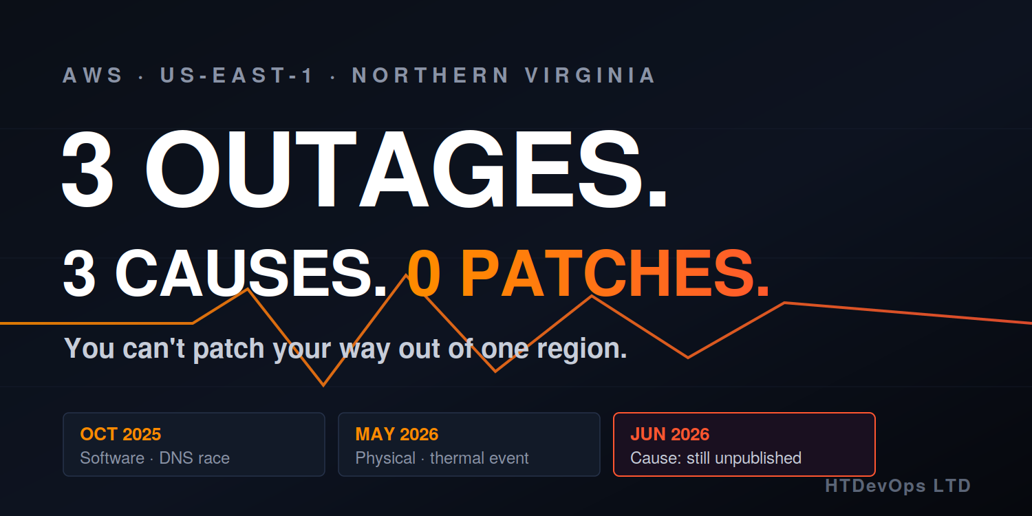 US-East-1 Went Down Three Times in 8 Months. You Can’t Patch Your Way Out.