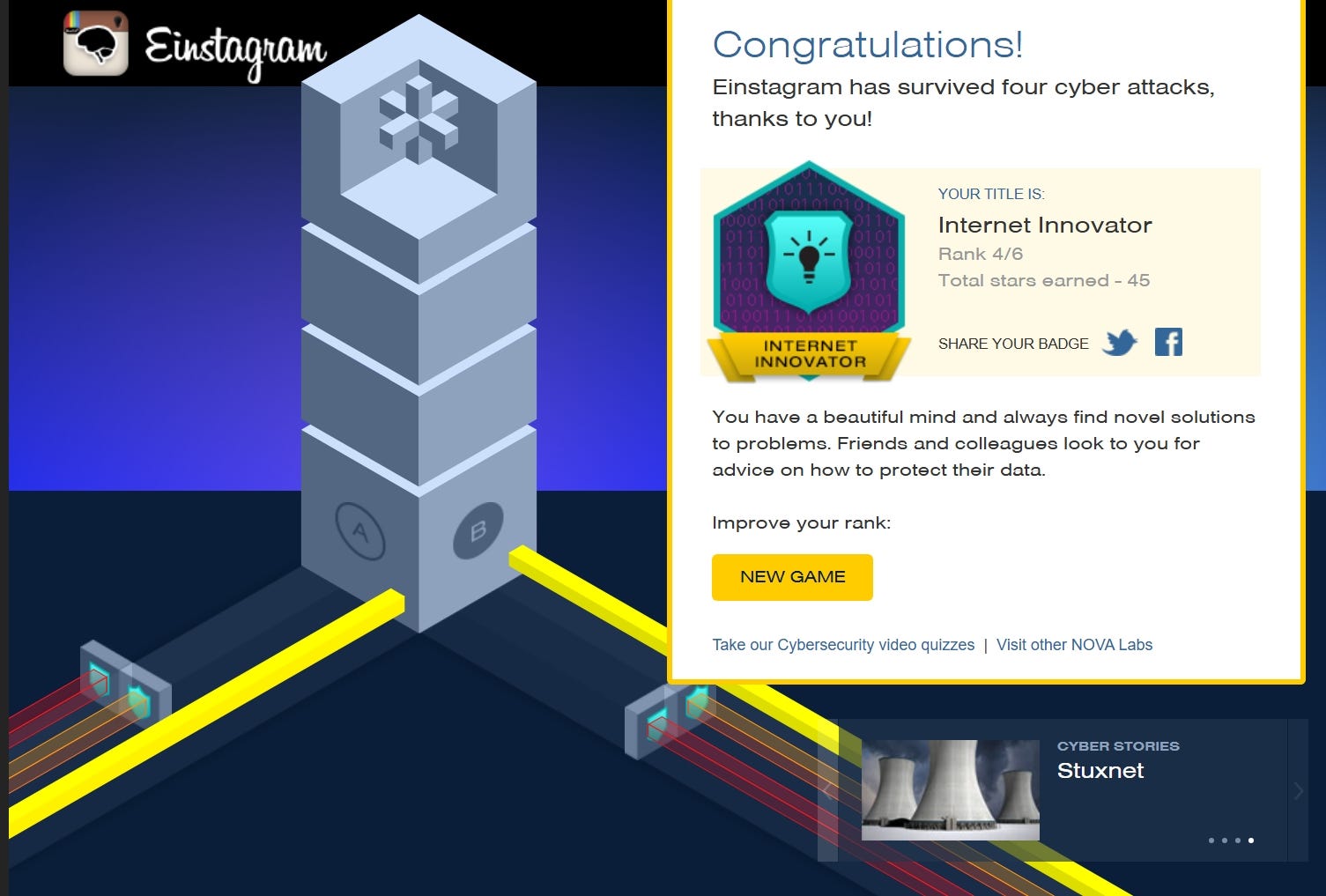 Leveling Up My Cyber Defenses: Nova Cybersecurity Lab Game
