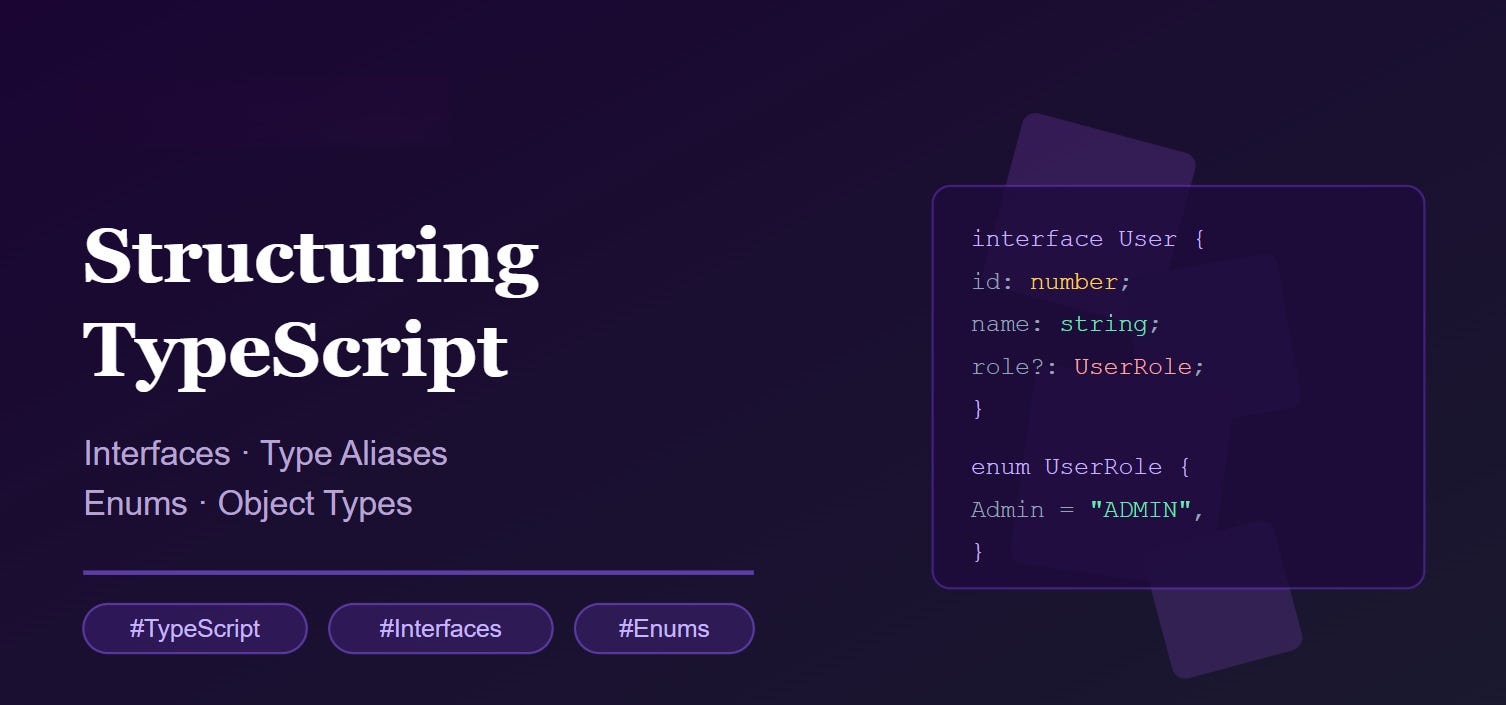 Structuring TypeScript: Interfaces, Type Aliases, Enums, and Object Types