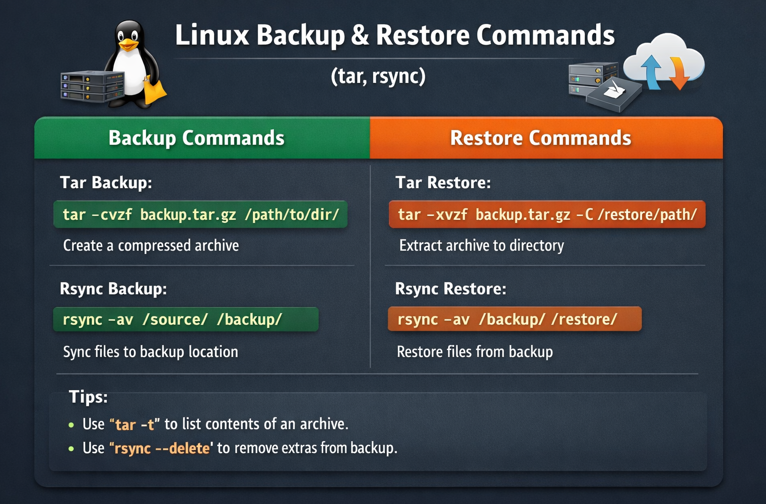 Backup & Restore (tar & rsync) in Linux Explained for Beginners