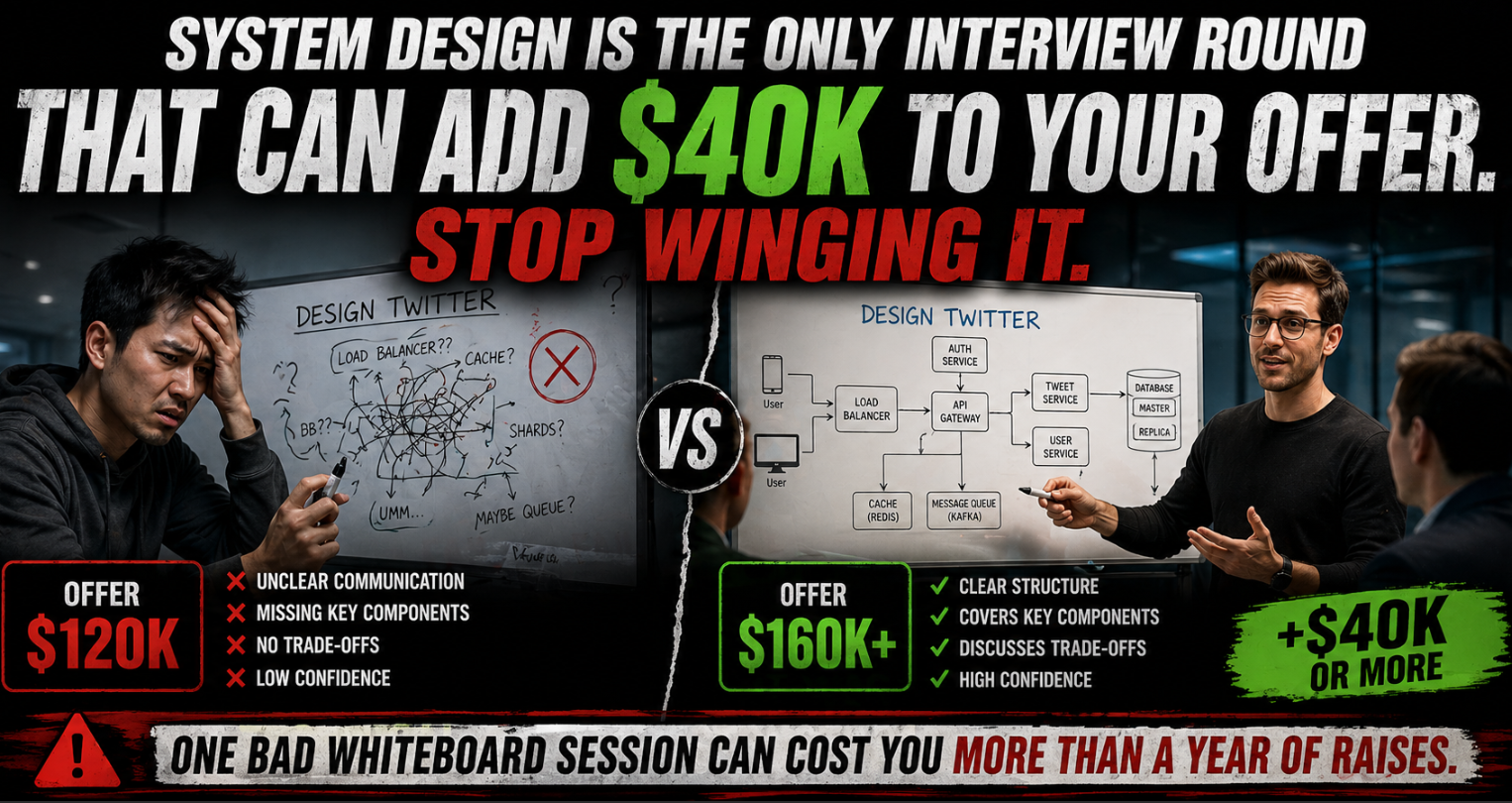 System Design Is the Only Interview Round That Can Add $40K to Your Offer. Stop Winging It.