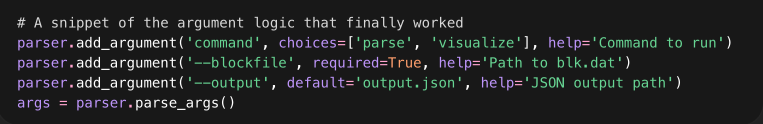 From CLI Nightmares to Green Checkmarks: Building a Bitcoin Parser That Beat the Grader