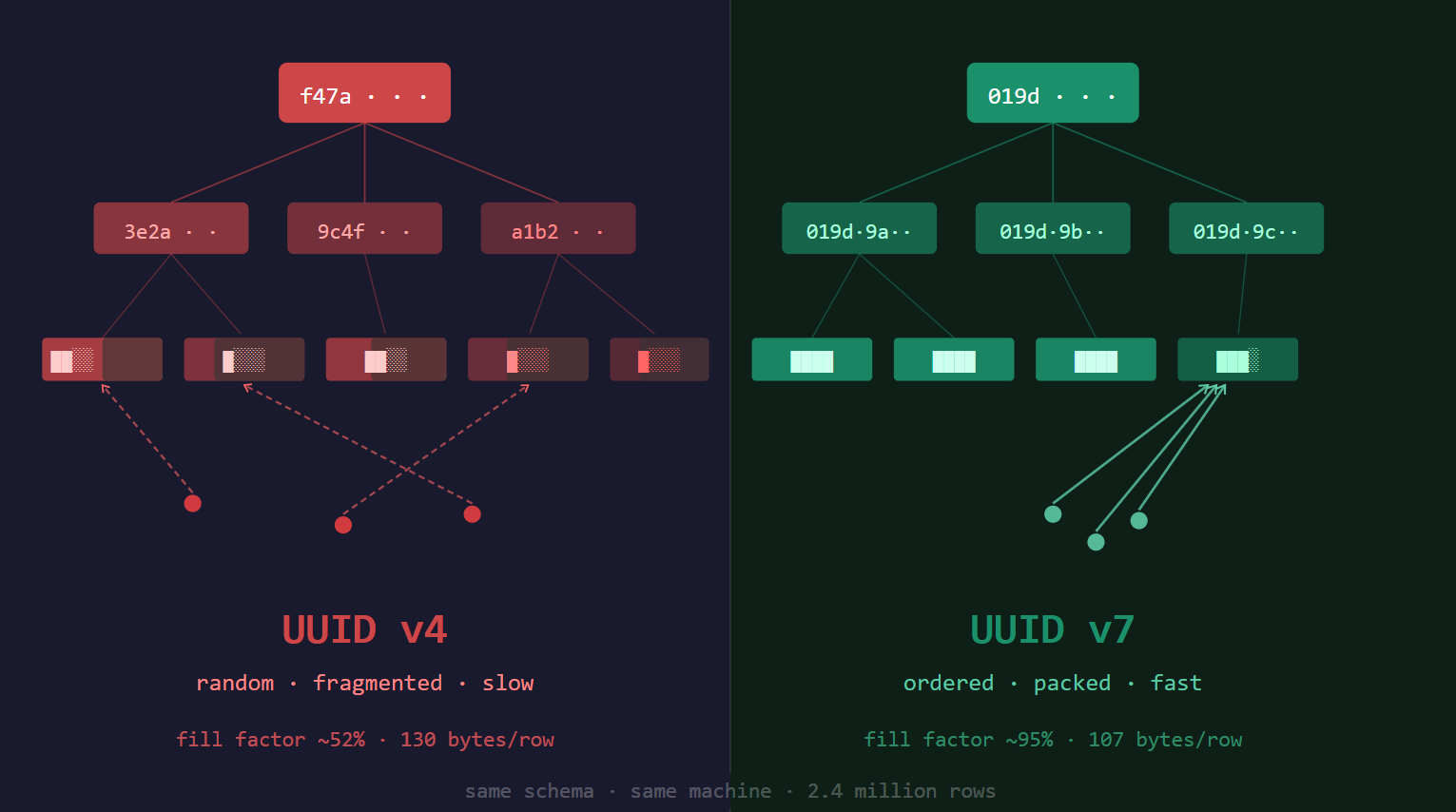 I inserted 2.4 million rows into MySQL. Here’s what UUID v4 did to my database.