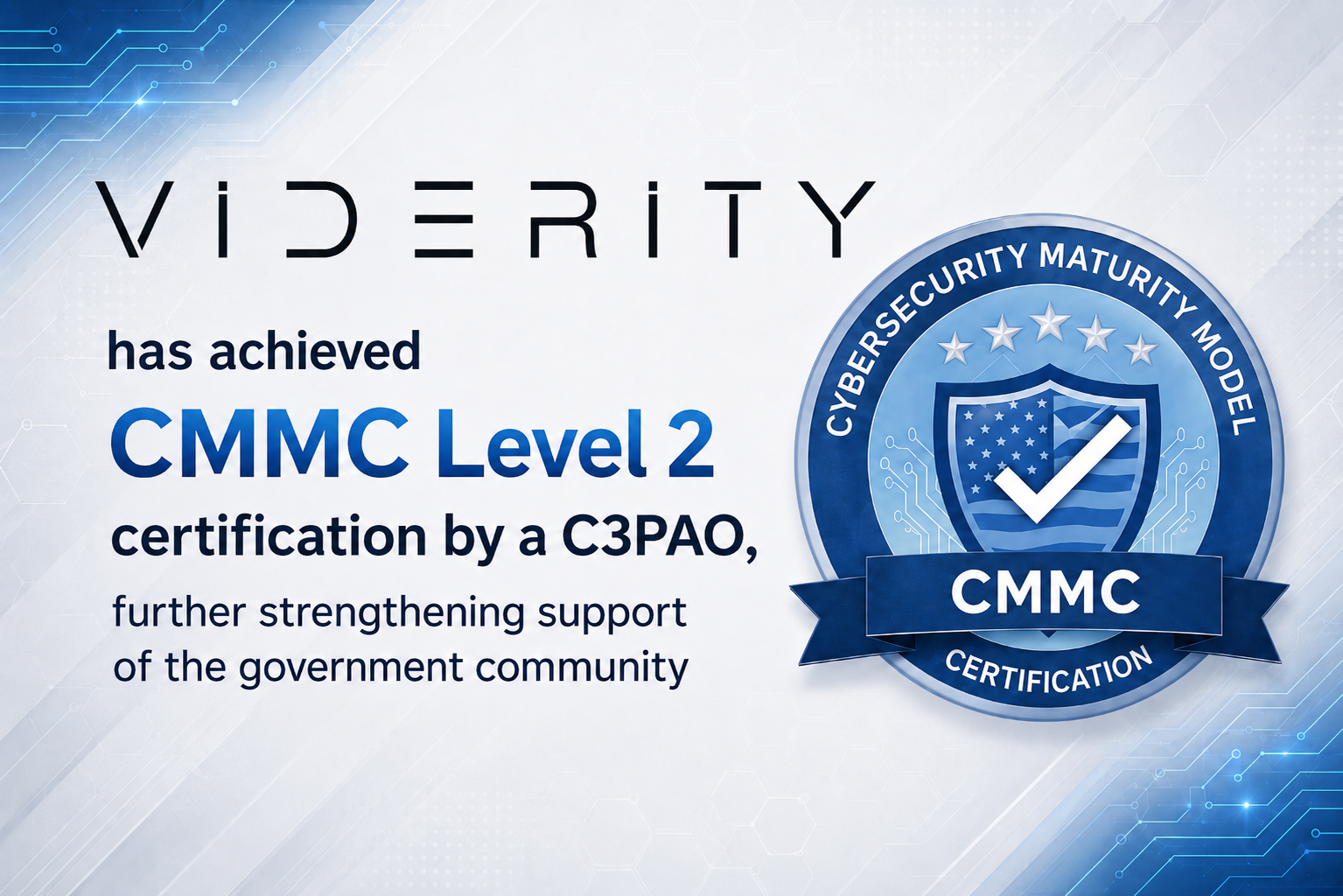 Viderity, Inc. Achieves CMMC Level 2 Certification