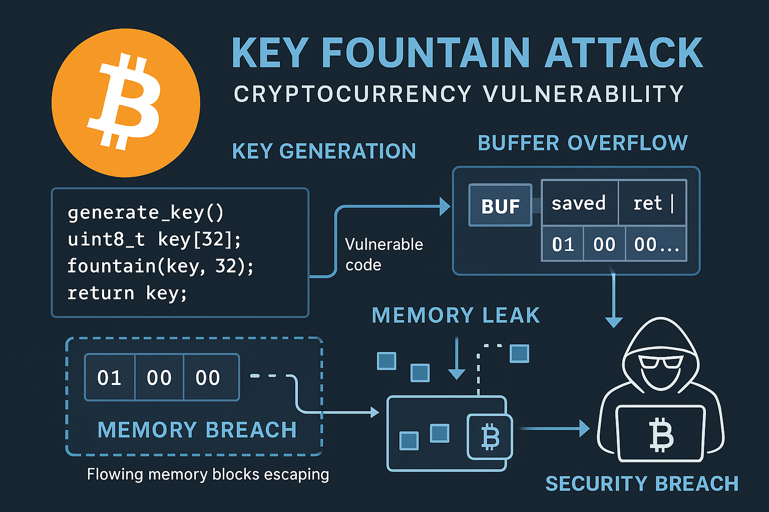 Key Fountain Attack: Turning a Buffer Overflow into a Tool for BTC Theft and Private Key Recovery…