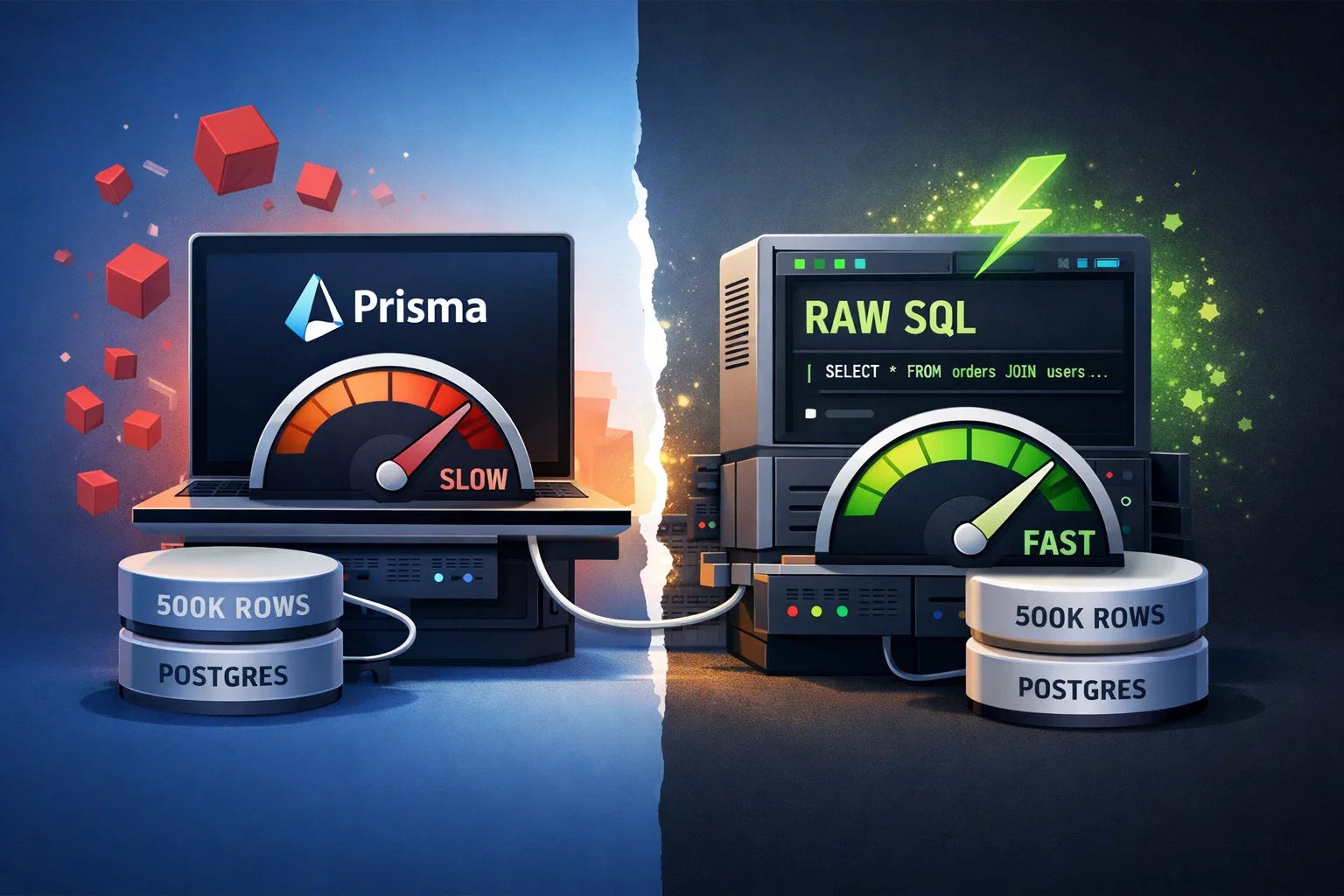 We Benchmarked Prisma vs Raw SQL on 500K Rows — The Gap Was Embarrassing