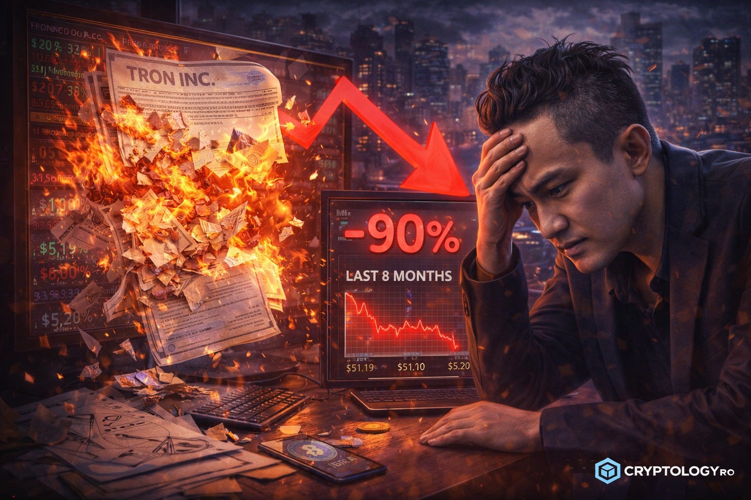 Acțiunile TRON Inc., compania lui Justin Sun, s-au prăbușit cu 90% în opt luni